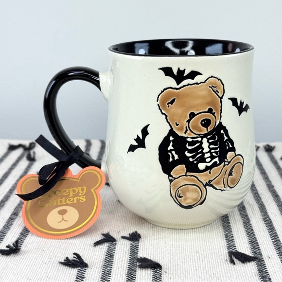 NEW Creepy Critters Teddy Bear Skeleton Bats Halloween Mug - Picture 1 of 7